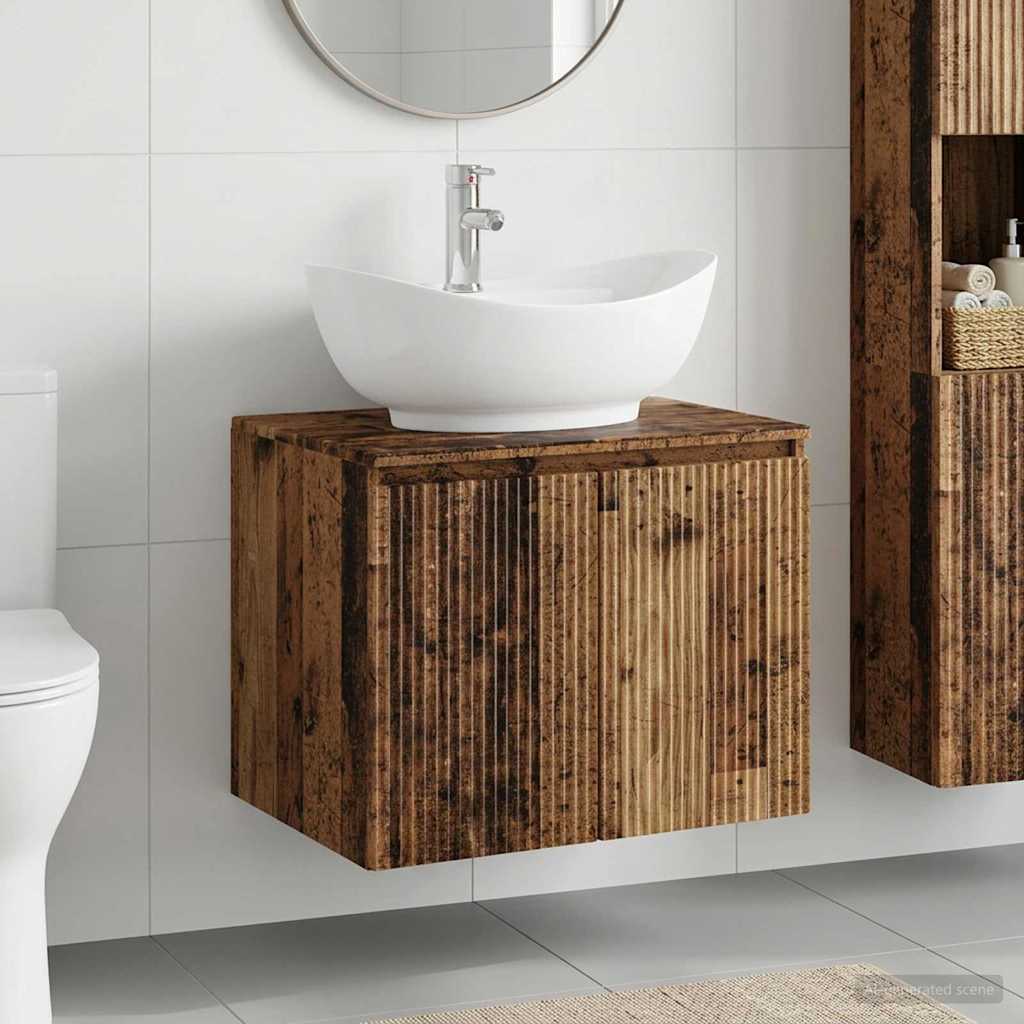 vidaXL Badkamermeubelset Wit Bewerkt hout