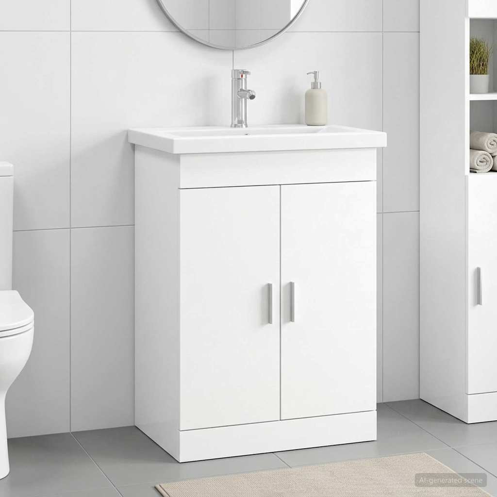 vidaXL Badkamermeubelset Wit 61 x 40 x 84,5 cm Bewerkt hout