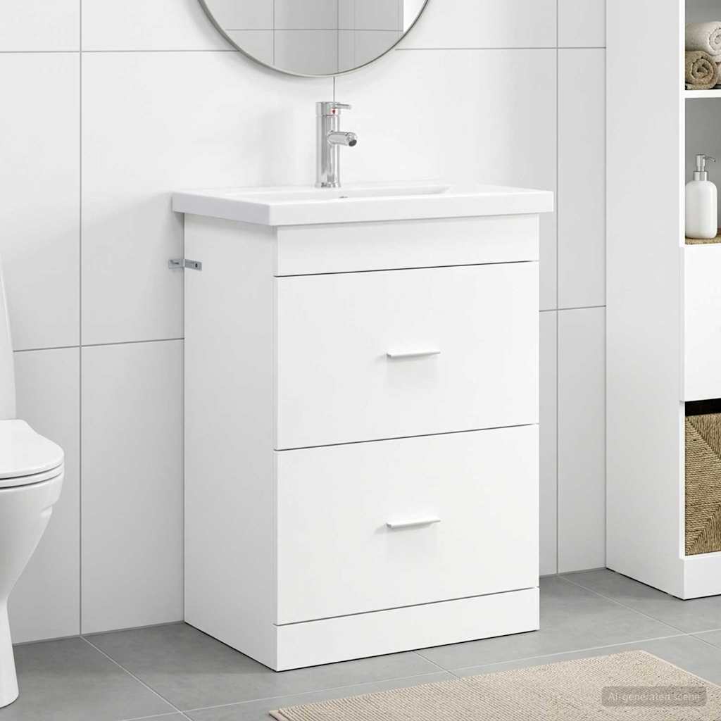 vidaXL Badkamermeubelset Wit 61 x 40 x 84,5 cm Bewerkt hout