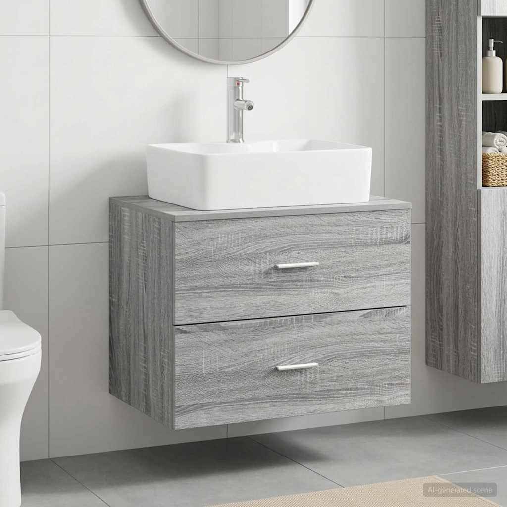 vidaXL Badkamermeubelset Wit Bewerkt hout