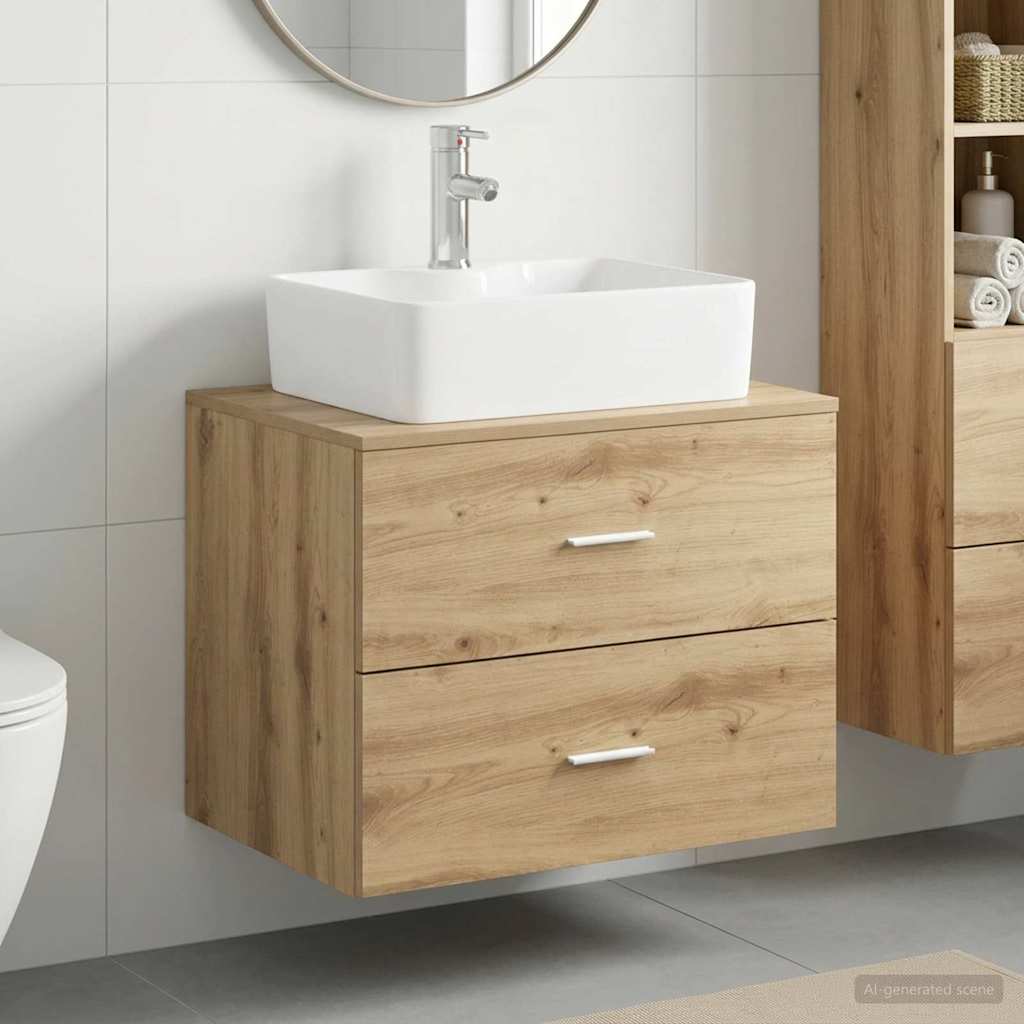 vidaXL Badkamermeubelset Wit Bewerkt hout