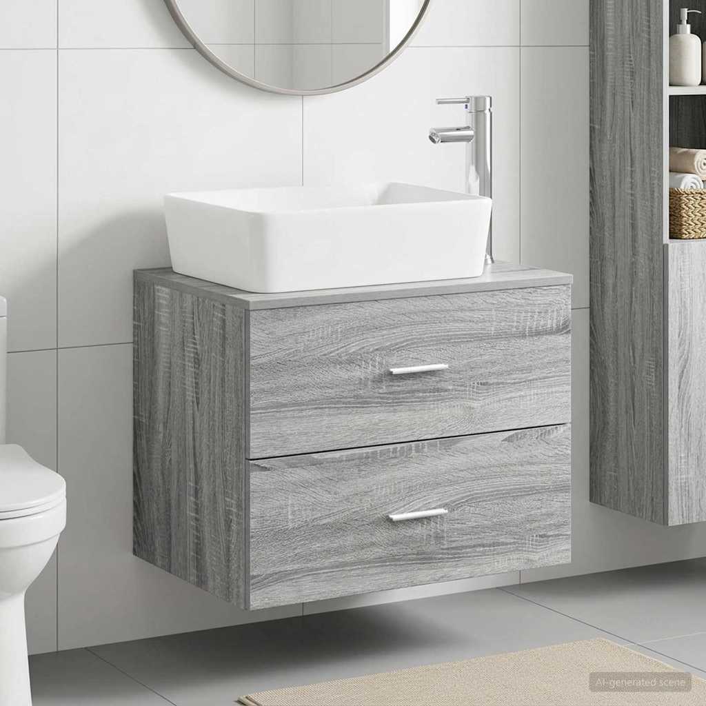 vidaXL Badkamermeubelset Wit Bewerkt hout