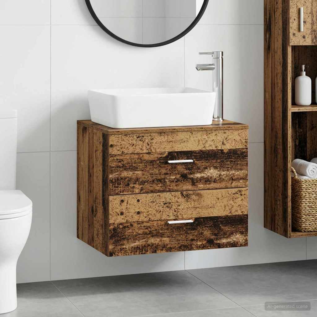 vidaXL Badkamermeubelset Wit Bewerkt hout