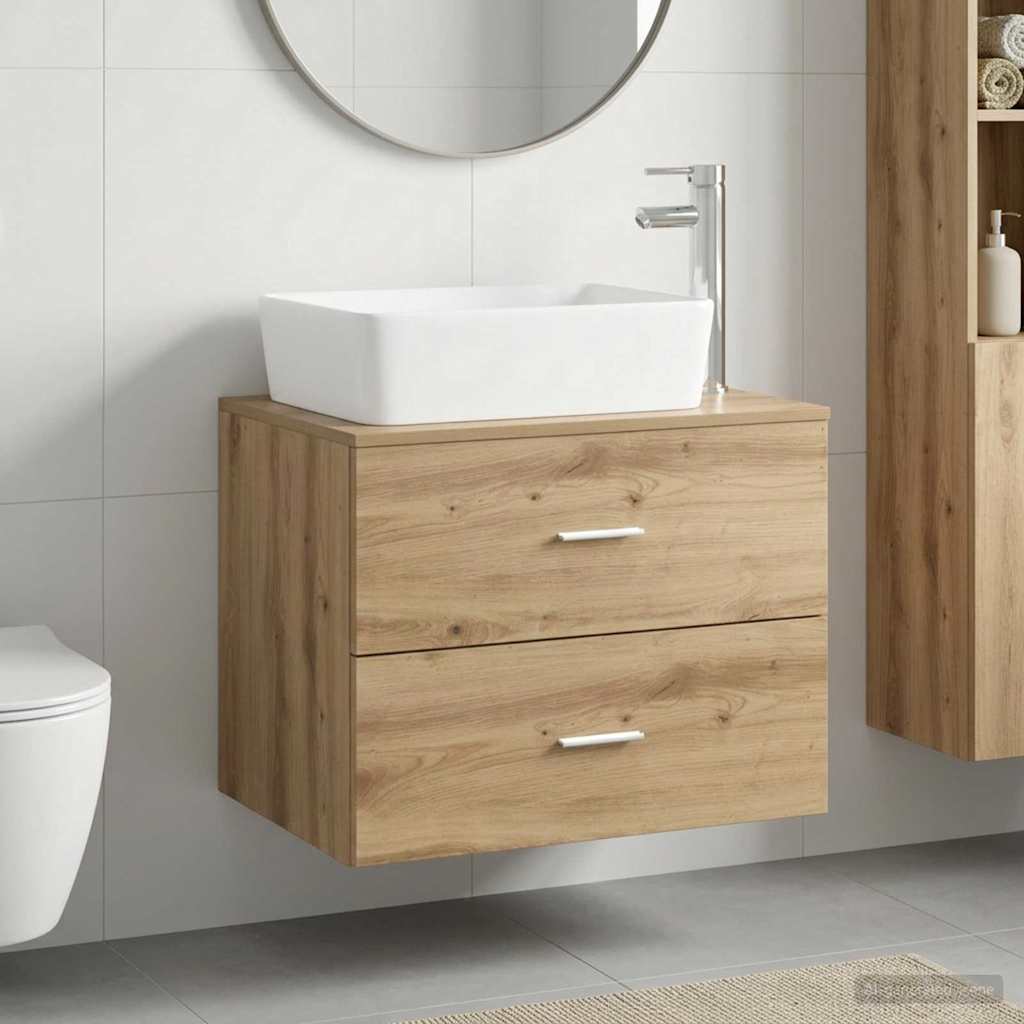 vidaXL Badkamermeubelset Wit Bewerkt hout