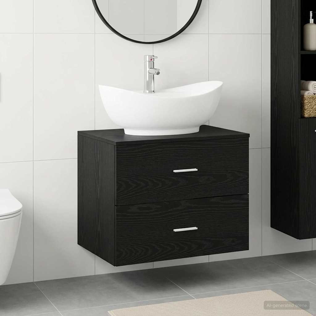 vidaXL Badkamermeubelset Wit Bewerkt hout