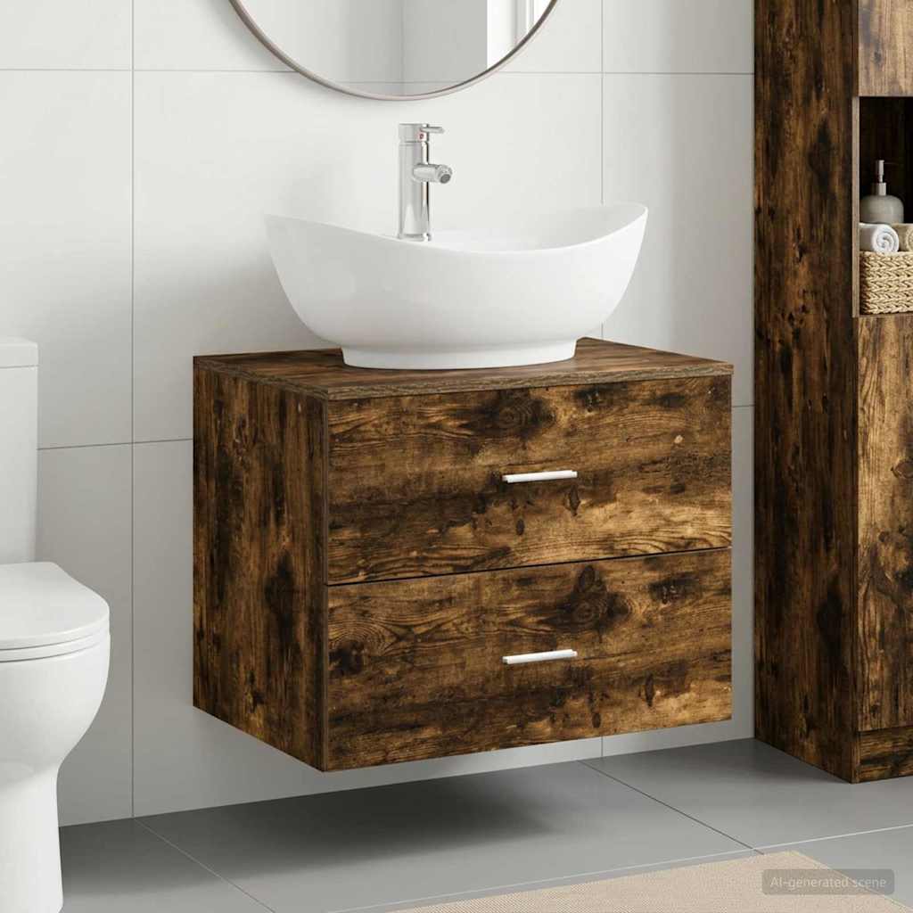 vidaXL Badkamermeubelset Wit Bewerkt hout