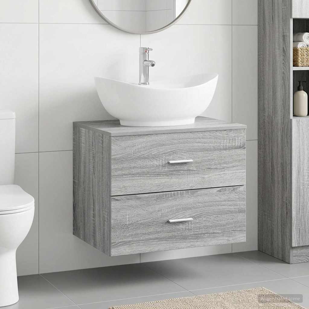 vidaXL Badkamermeubelset Wit Bewerkt hout