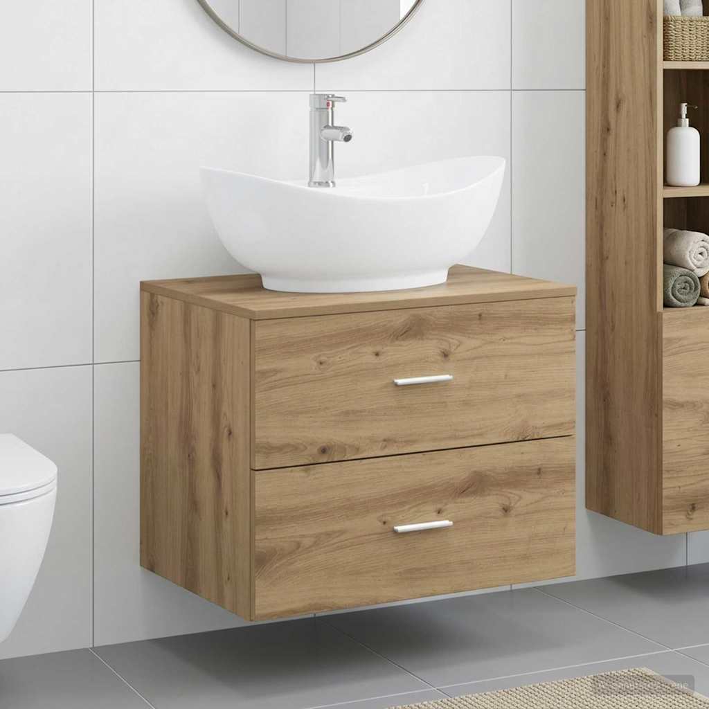 vidaXL Badkamermeubelset Wit Bewerkt hout
