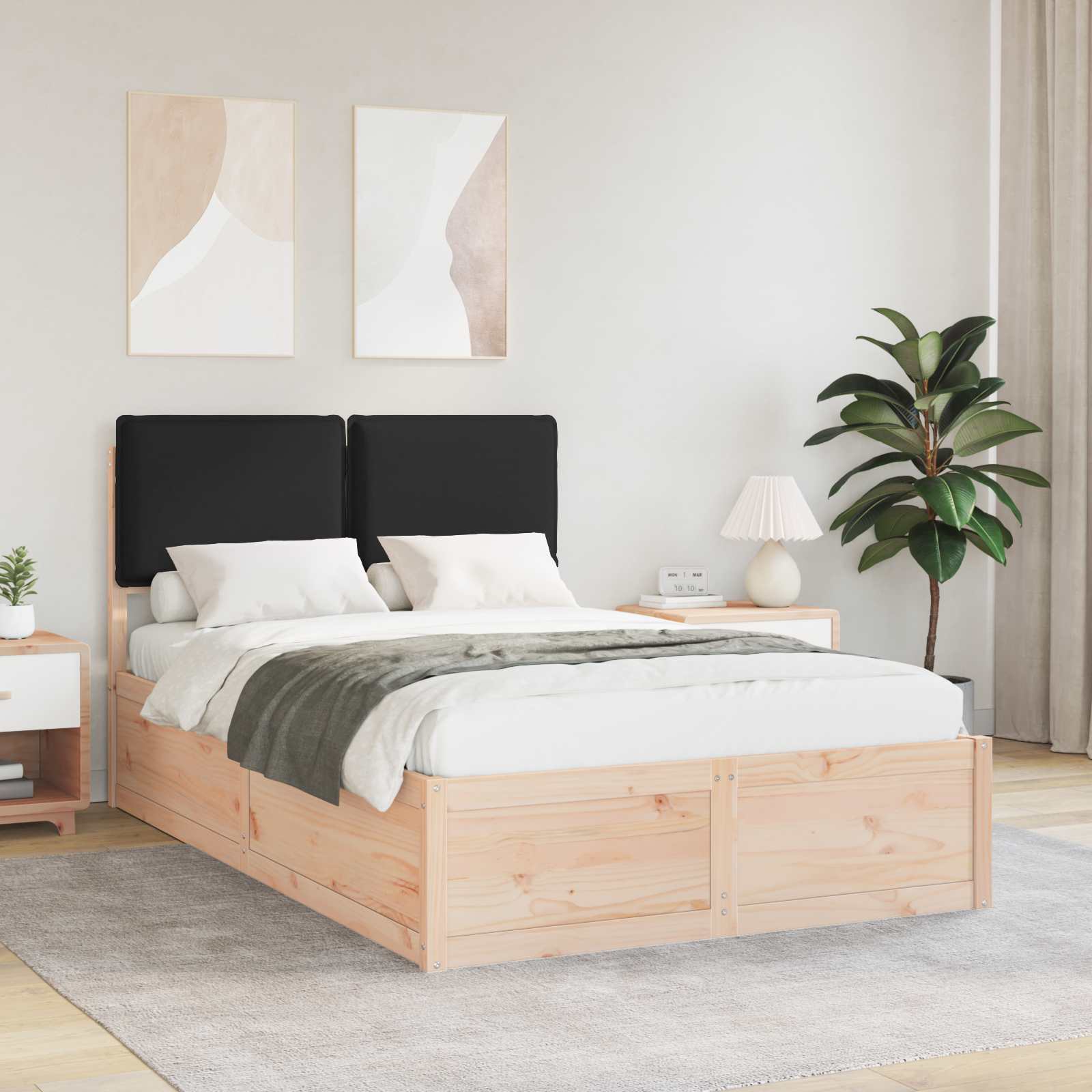 vidaXL Bedframe met Gevoerd Hoofdgedeelte Lichtgrijs 200 x 200 cm