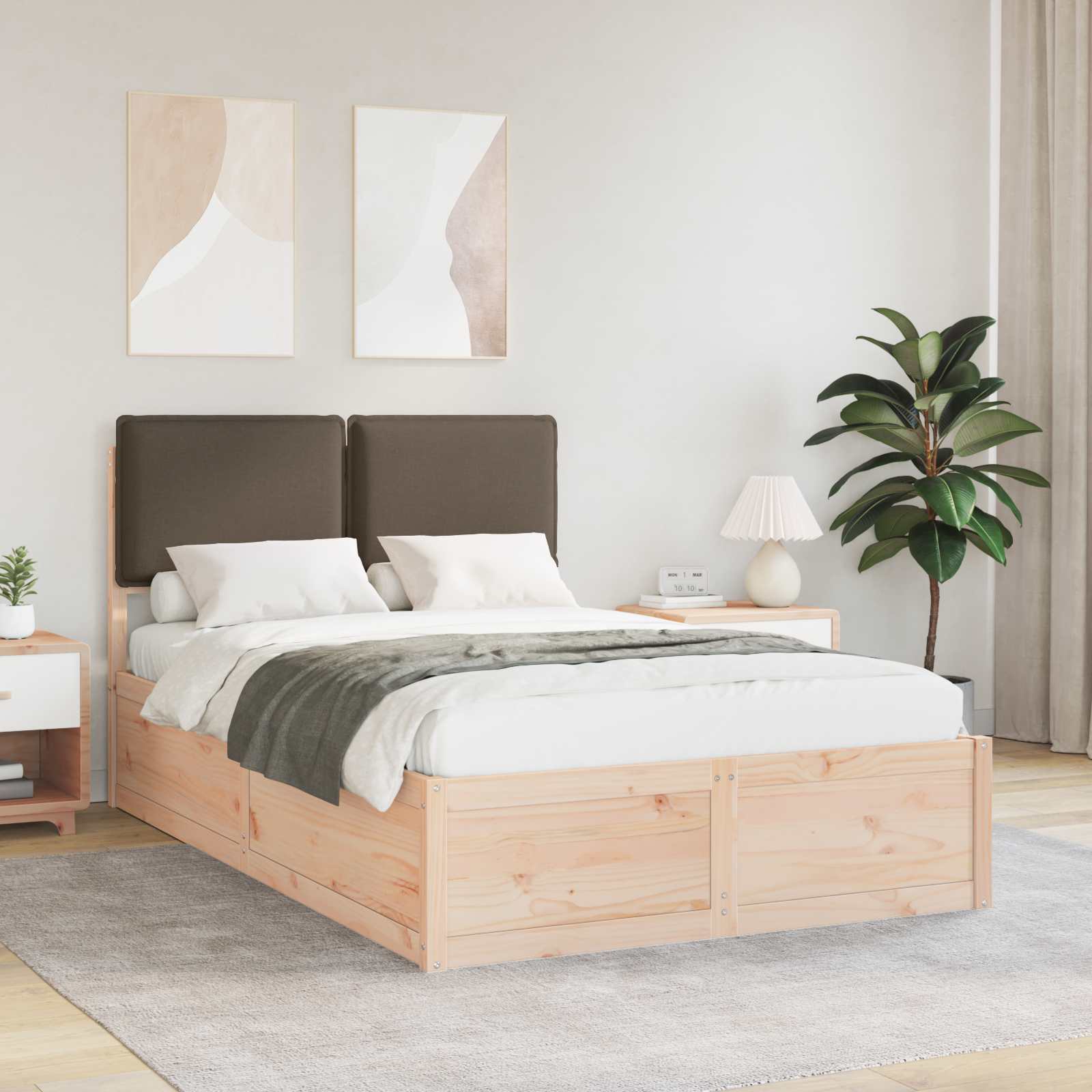 vidaXL Bedframe met Gevoerd Hoofdgedeelte Lichtgrijs 200 x 200 cm