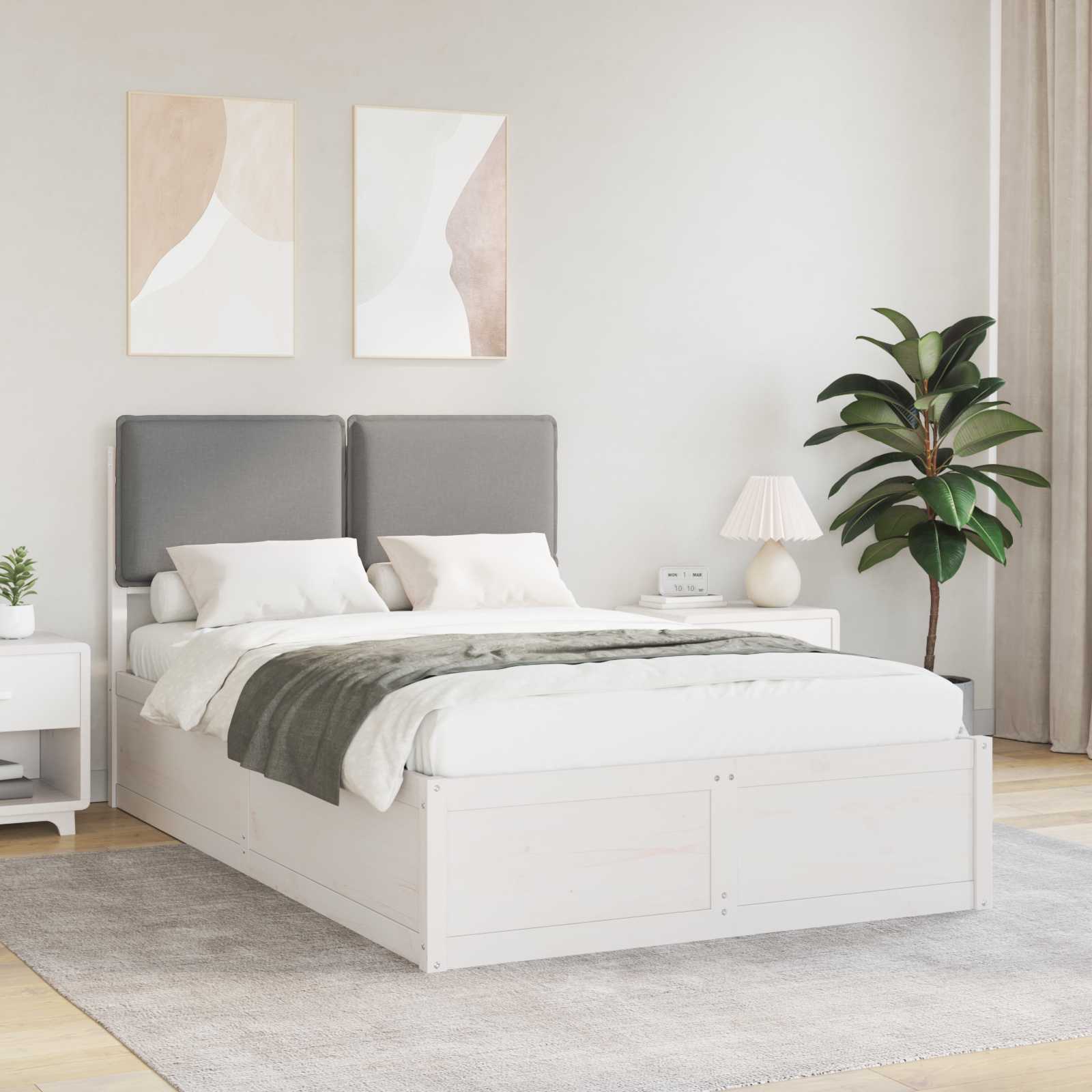 vidaXL Bedframe met Gevoerd Hoofdgedeelte Lichtgrijs 200 x 200 cm