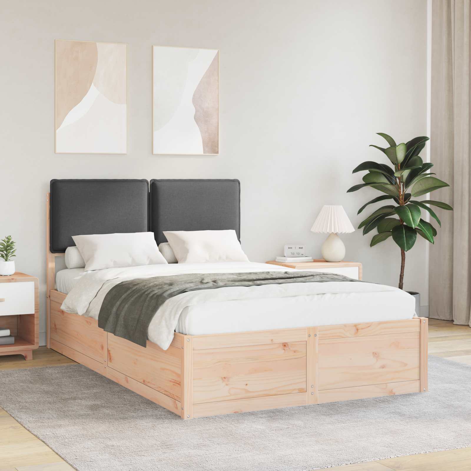 vidaXL Bedframe met Gevoerd Hoofdgedeelte Lichtgrijs 200 x 200 cm