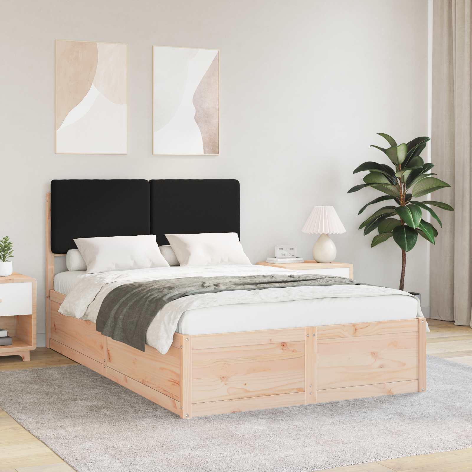 vidaXL Bedframe met Gevoerd Hoofdgedeelte Lichtgrijs 200 x 200 cm
