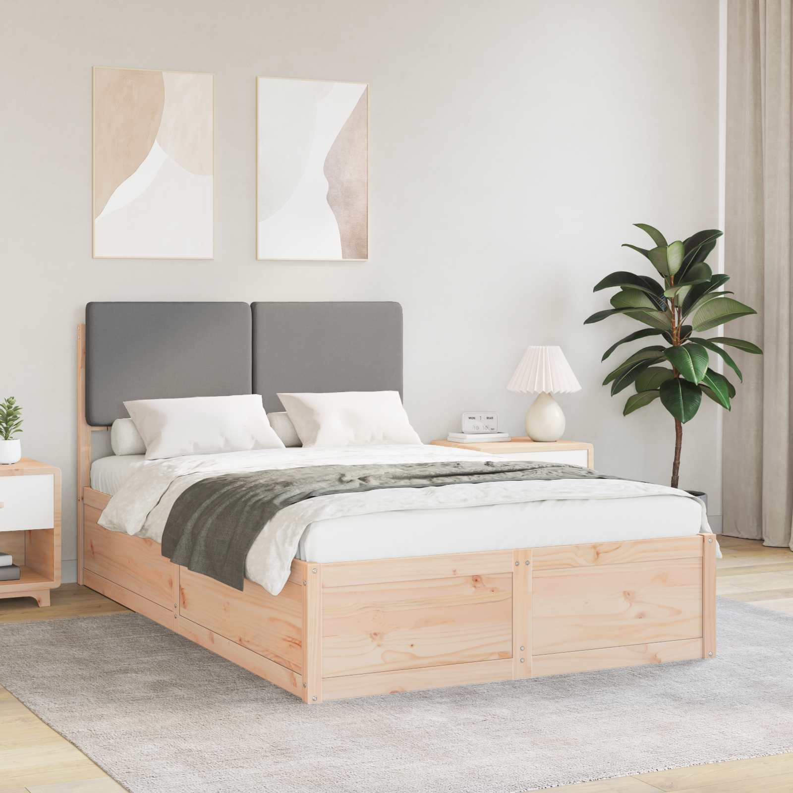 vidaXL Bedframe met Gevoerd Hoofdgedeelte Lichtgrijs 200 x 200 cm