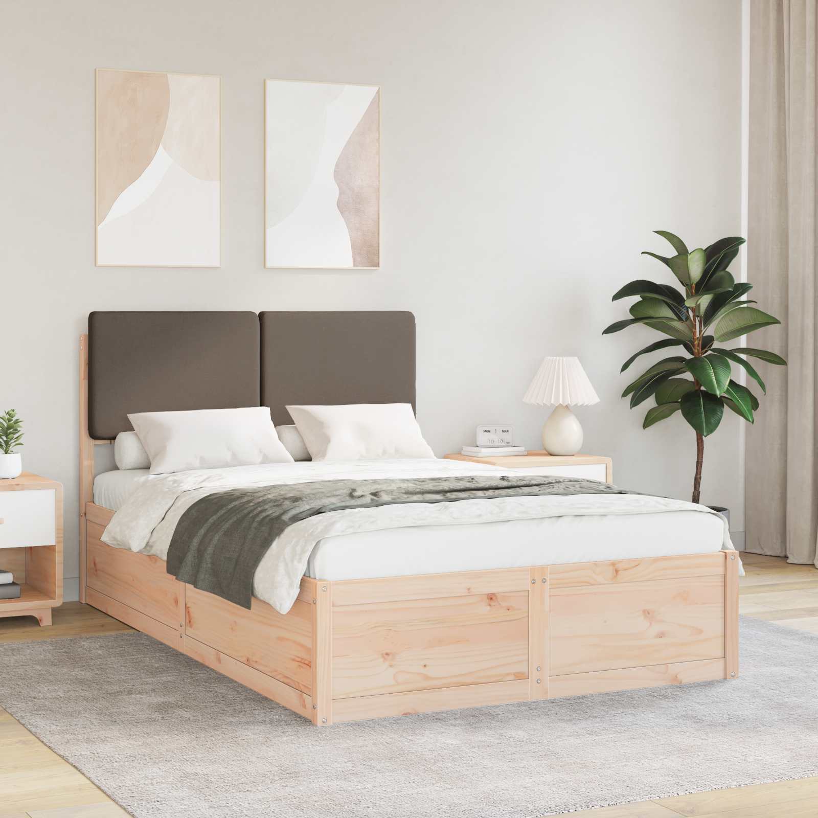 vidaXL Bedframe met Gevoerd Hoofdgedeelte Lichtgrijs 200 x 200 cm