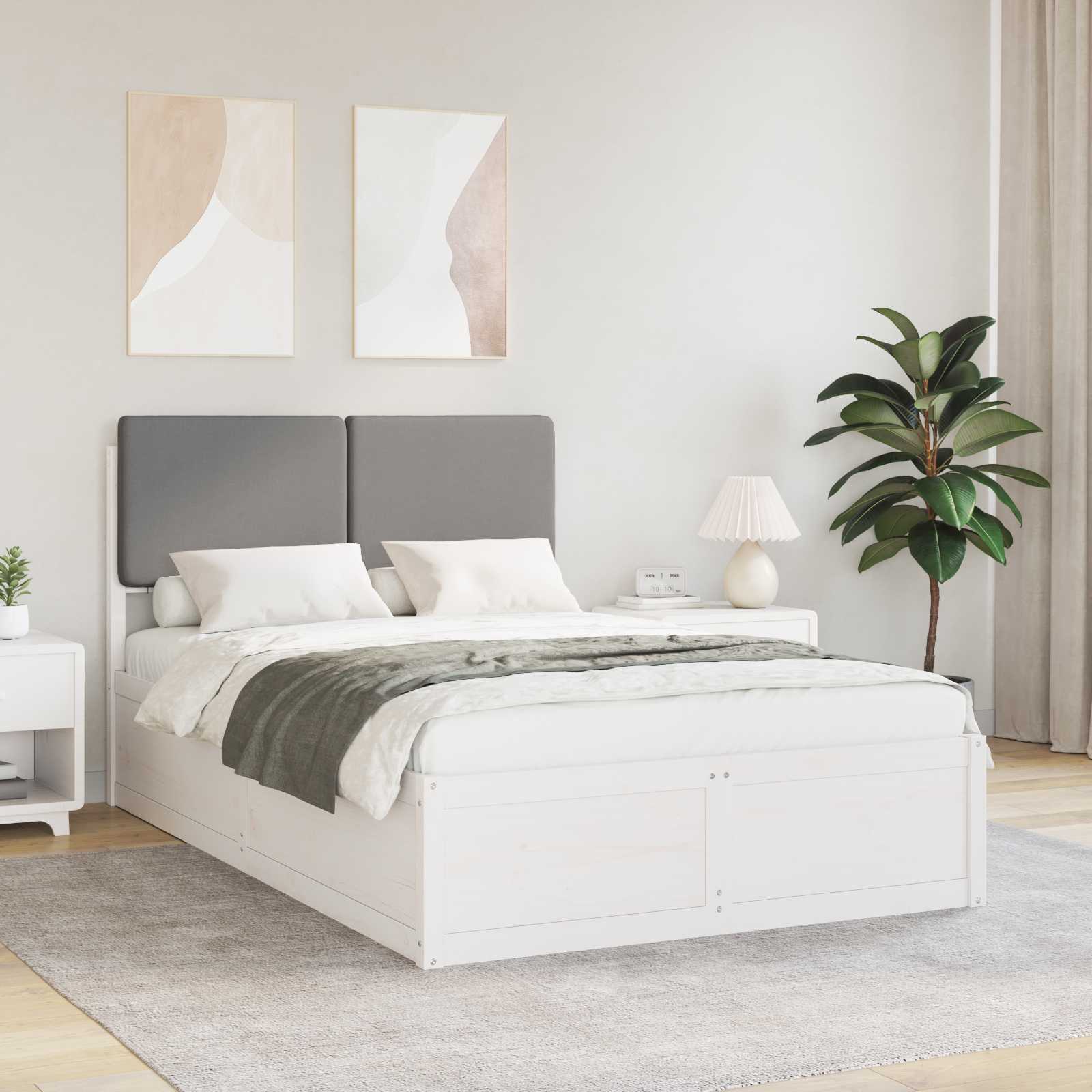 vidaXL Bedframe met Gevoerd Hoofdgedeelte Lichtgrijs 200 x 200 cm