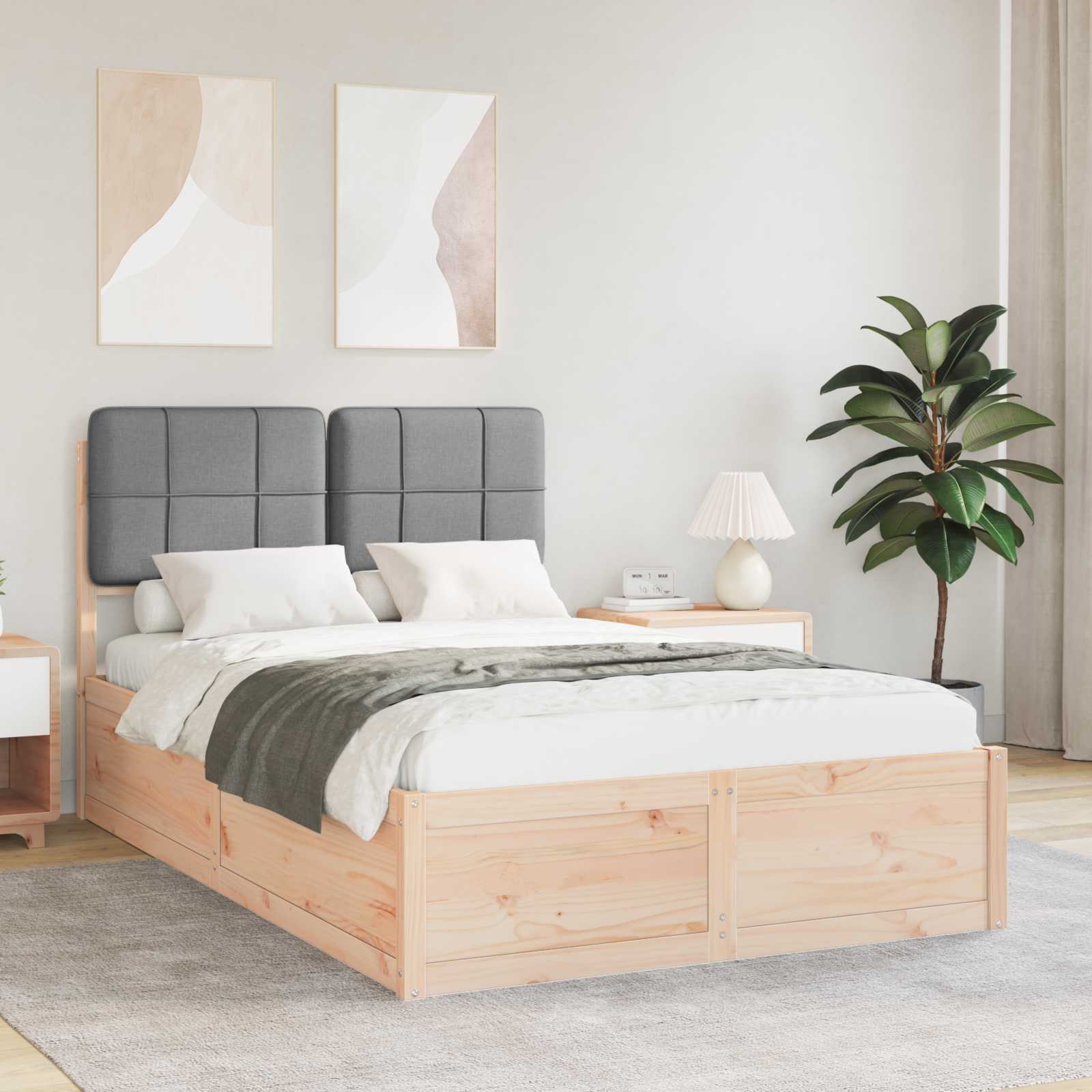 vidaXL Bedframe met Gevoerd Hoofdgedeelte Lichtgrijs 200 x 200 cm