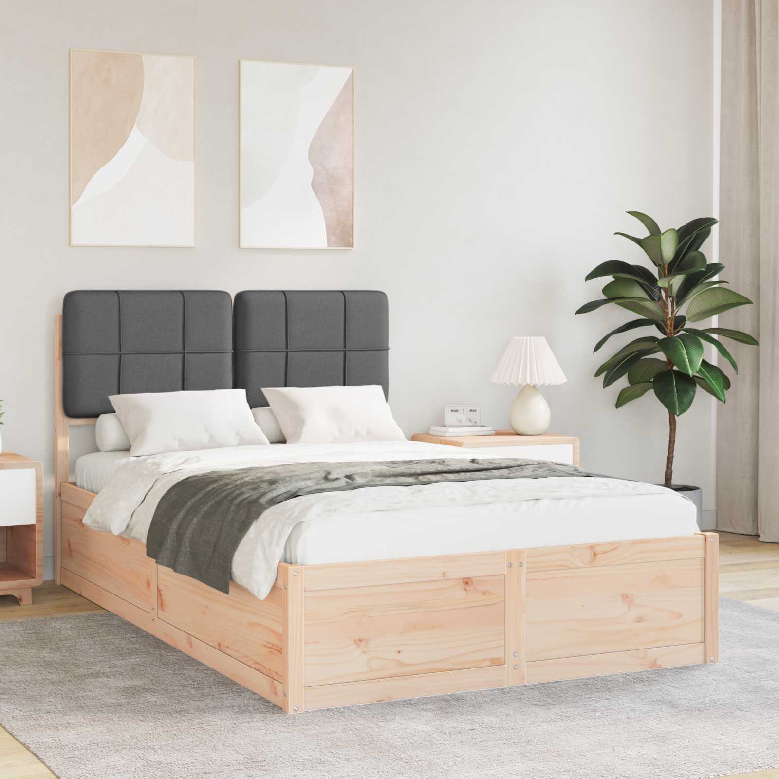 vidaXL Bedframe met Gevoerd Hoofdgedeelte Lichtgrijs 200 x 200 cm