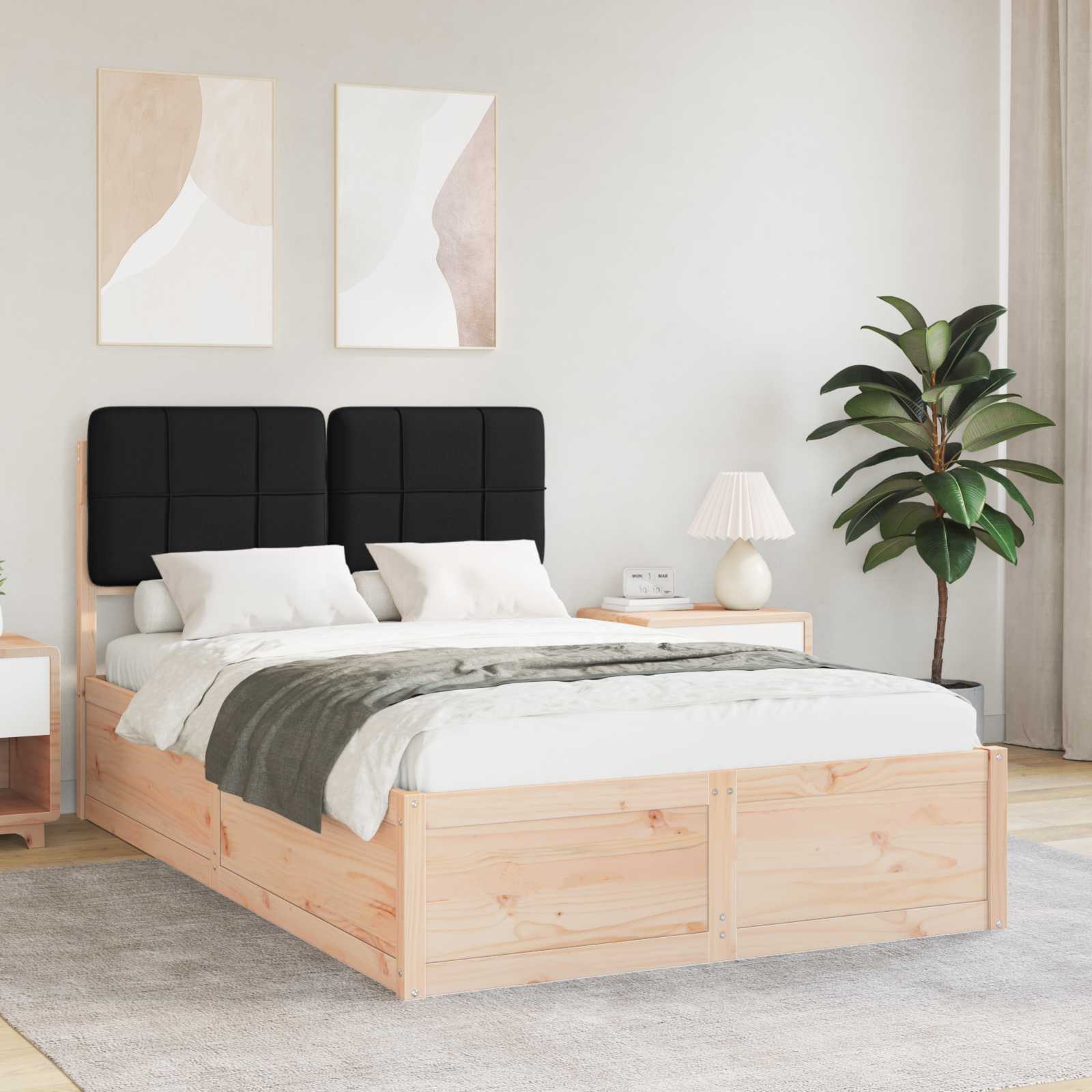 vidaXL Bedframe met Gevoerd Hoofdgedeelte Lichtgrijs 200 x 200 cm