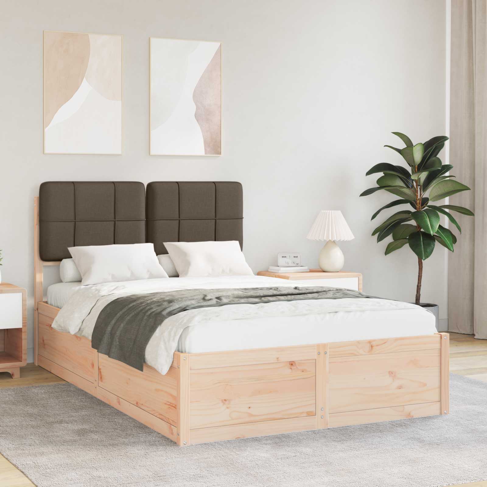 vidaXL Bedframe met Gevoerd Hoofdgedeelte Lichtgrijs 200 x 200 cm