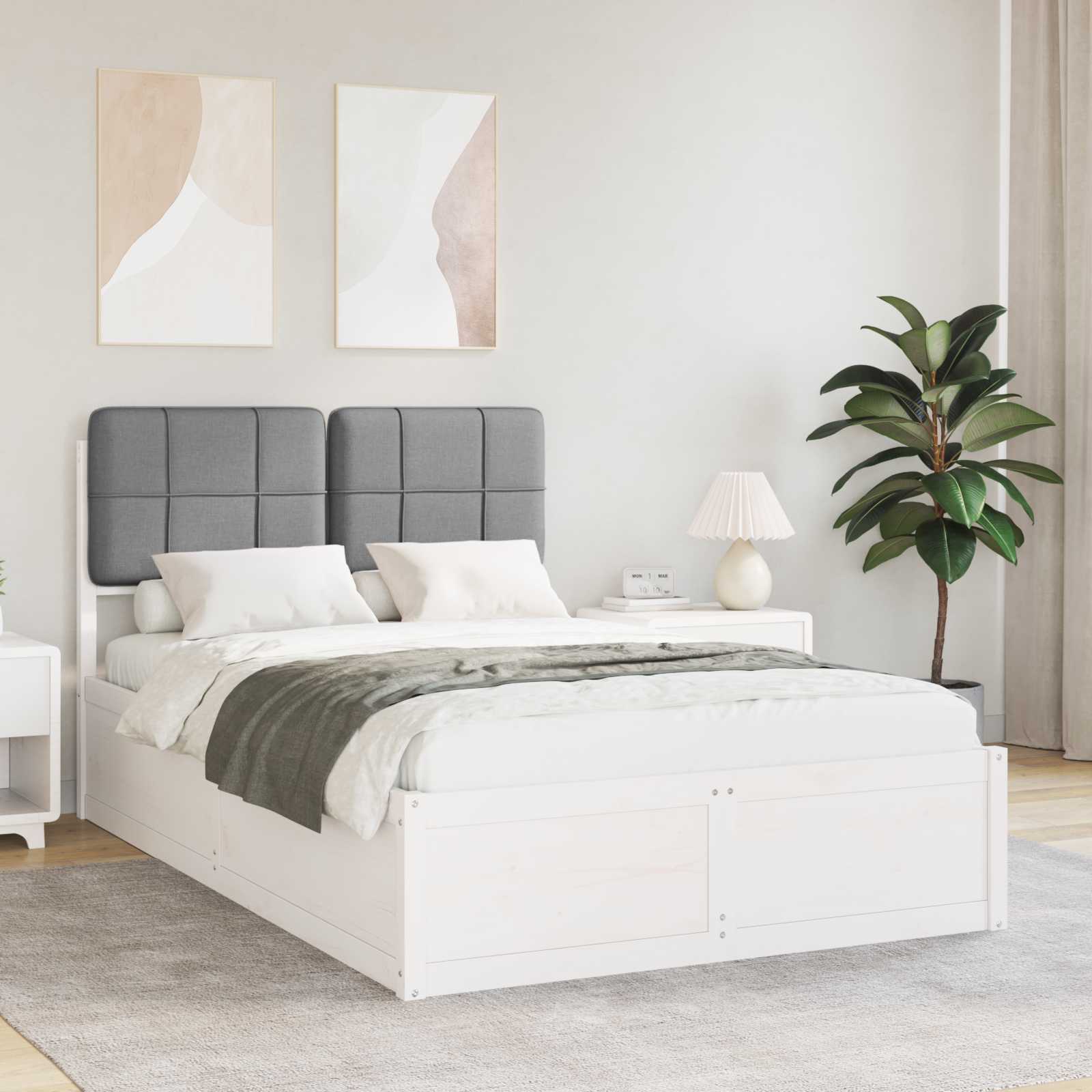 vidaXL Bedframe met Gevoerd Hoofdgedeelte Lichtgrijs 200 x 200 cm