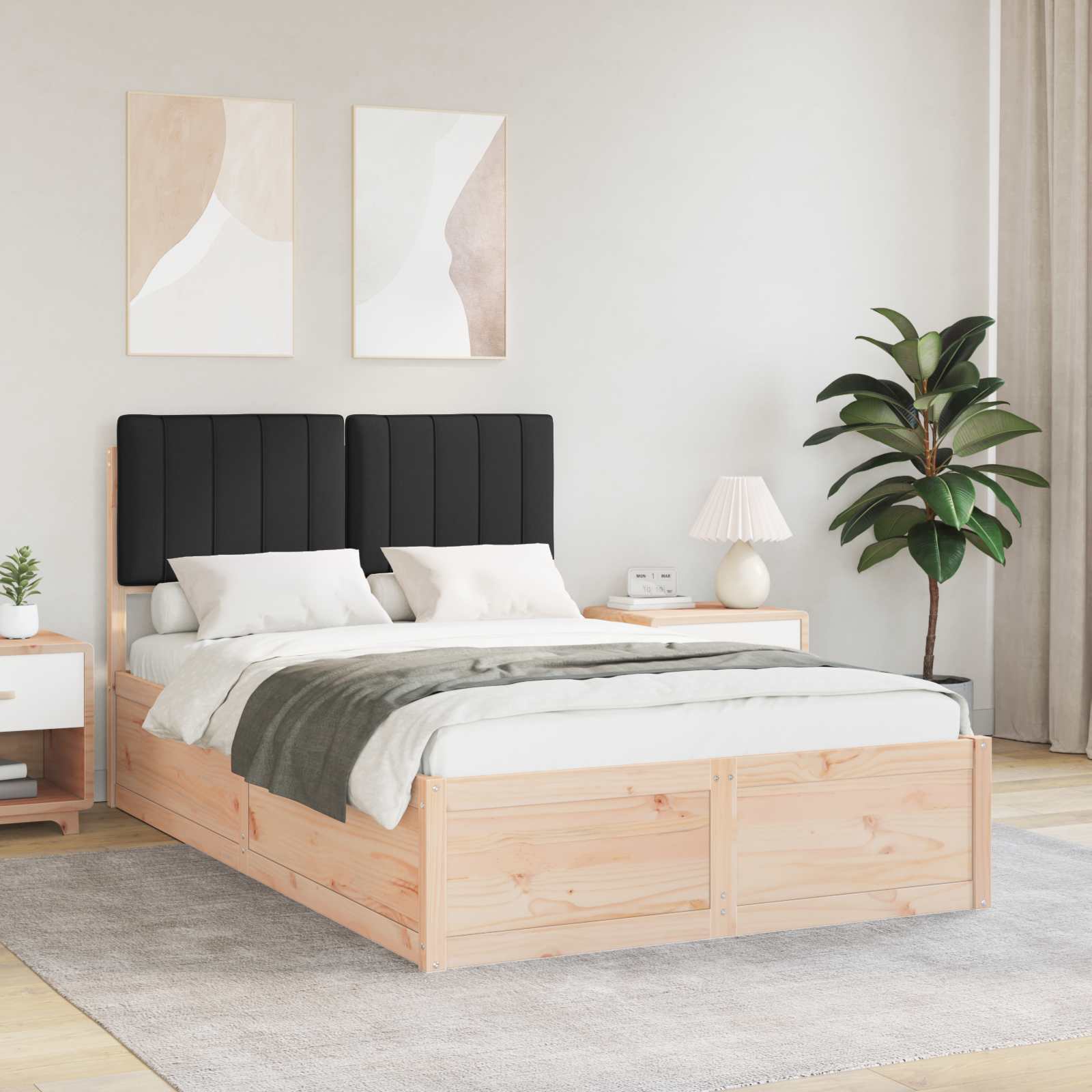 vidaXL Bedframe met Gevoerd Hoofdgedeelte Lichtgrijs 200 x 200 cm