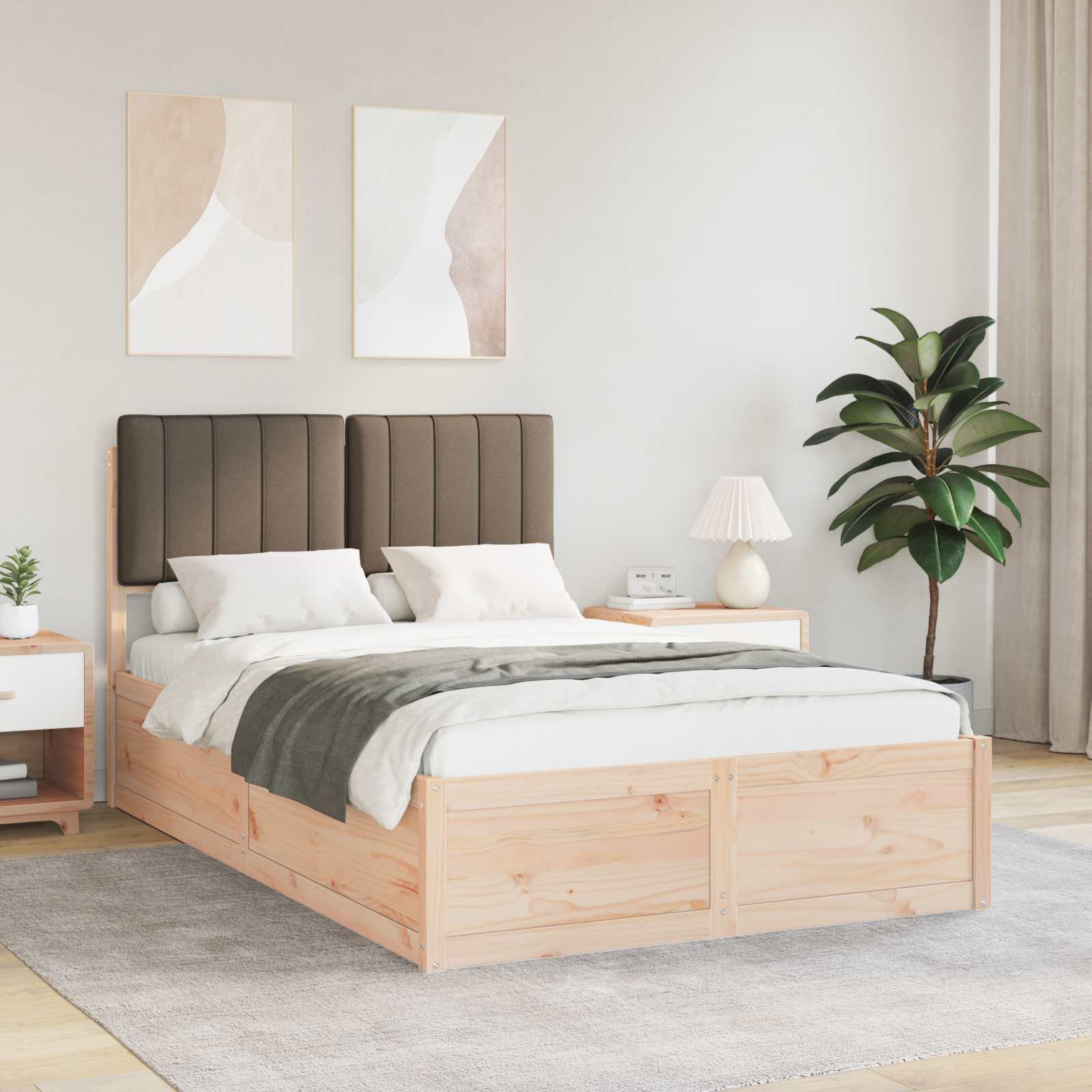 vidaXL Bedframe met Gevoerd Hoofdgedeelte Lichtgrijs 200 x 200 cm