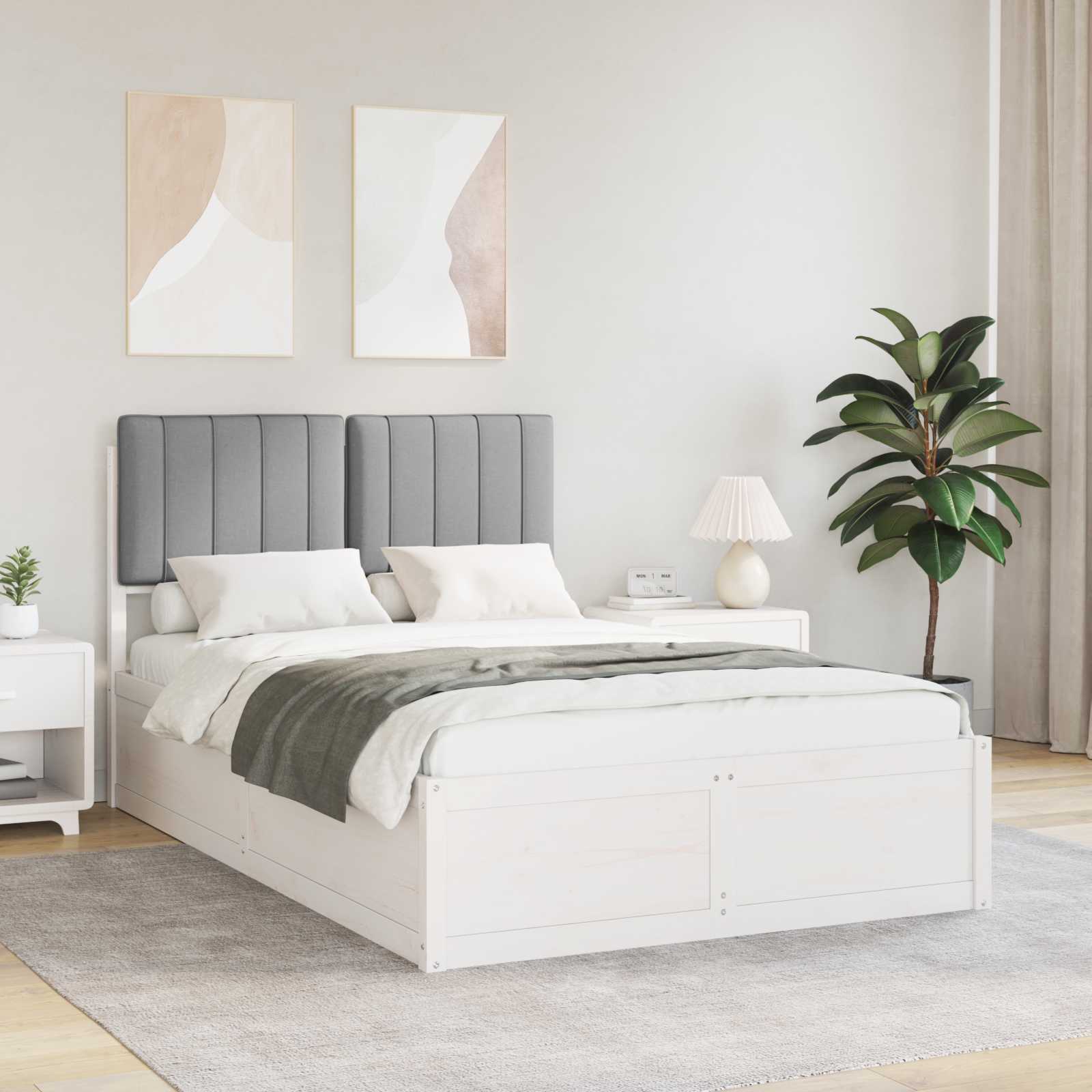 vidaXL Bedframe met Gevoerd Hoofdgedeelte Lichtgrijs 200 x 200 cm