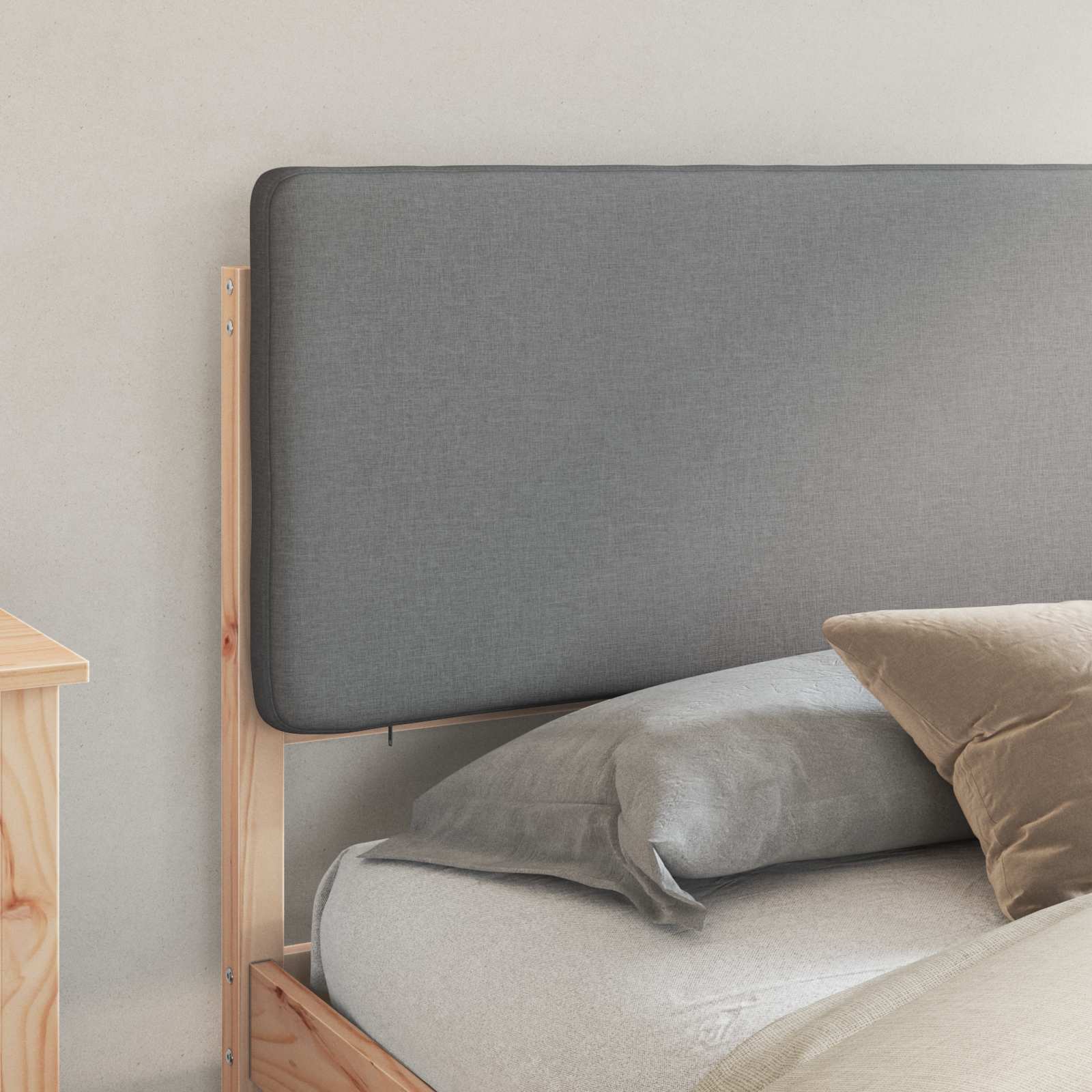 vidaXL Bedframe met Gevoerd Hoofdgedeelte Lichtgrijs 180 x 200 cm