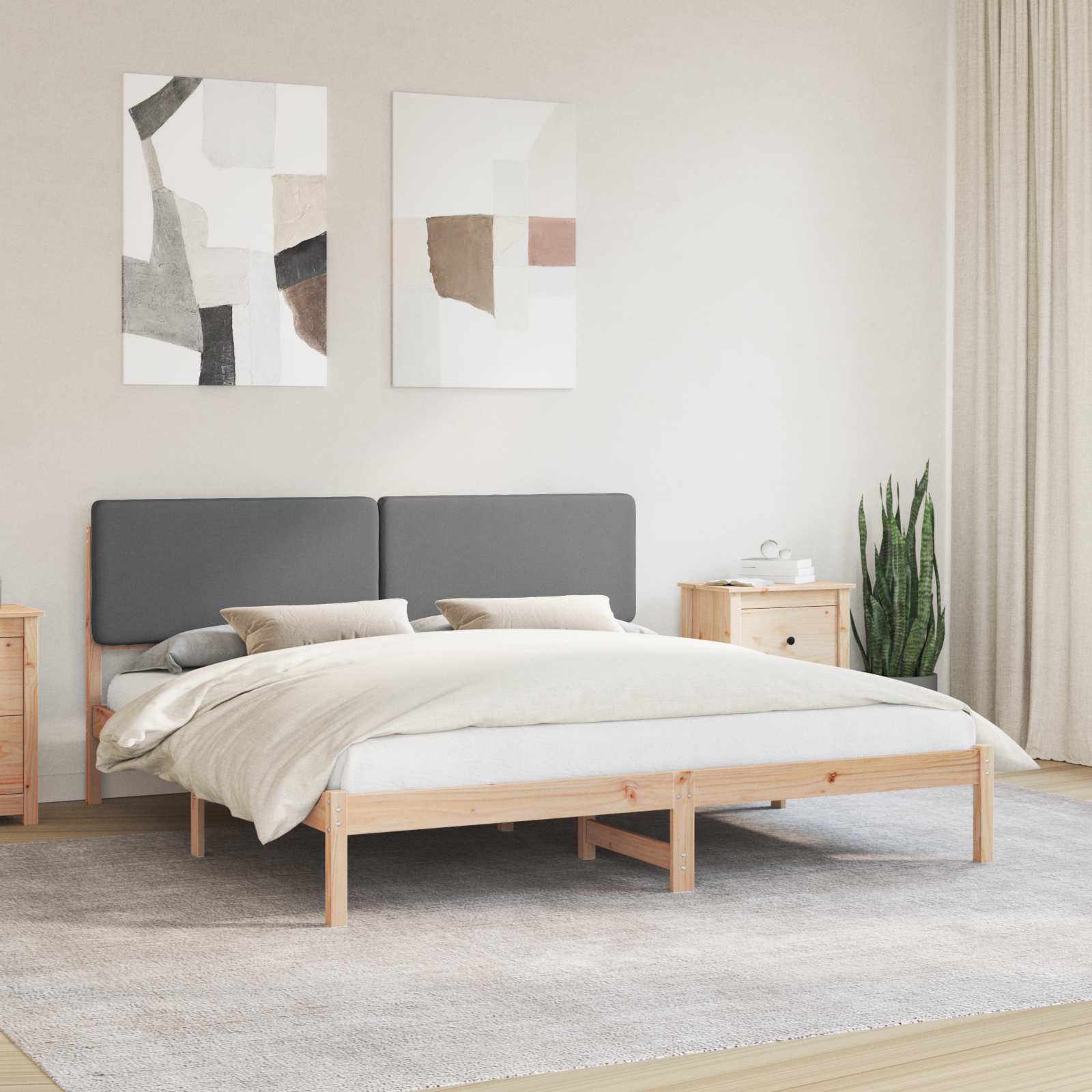 vidaXL Bedframe met Gevoerd Hoofdgedeelte Lichtgrijs 180 x 200 cm