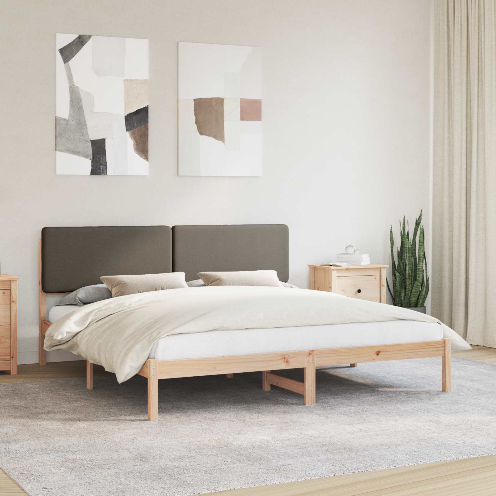 vidaXL Bedframe met Gevoerd Hoofdgedeelte Lichtgrijs 180 x 200 cm