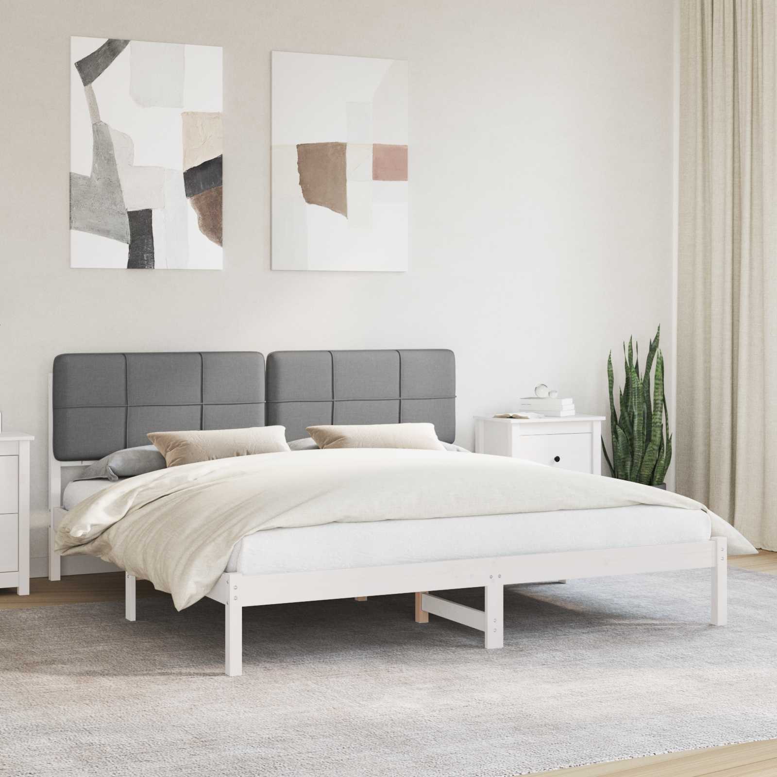 vidaXL Bedframe met Gevoerd Hoofdgedeelte Lichtgrijs 180 x 200 cm