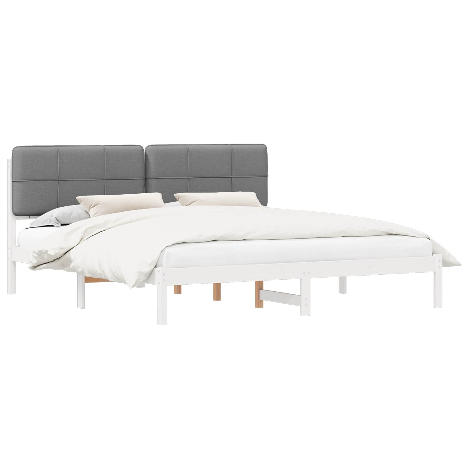 vidaXL Bedframe met Gevoerd Hoofdgedeelte Lichtgrijs 180 x 200 cm