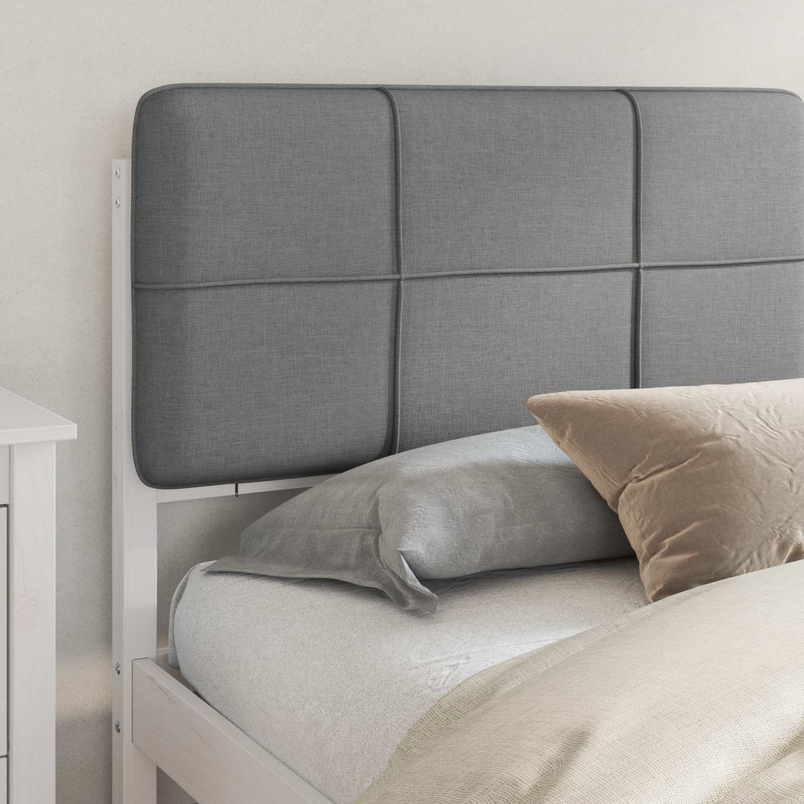 vidaXL Bedframe met Gevoerd Hoofdgedeelte Lichtgrijs 180 x 200 cm