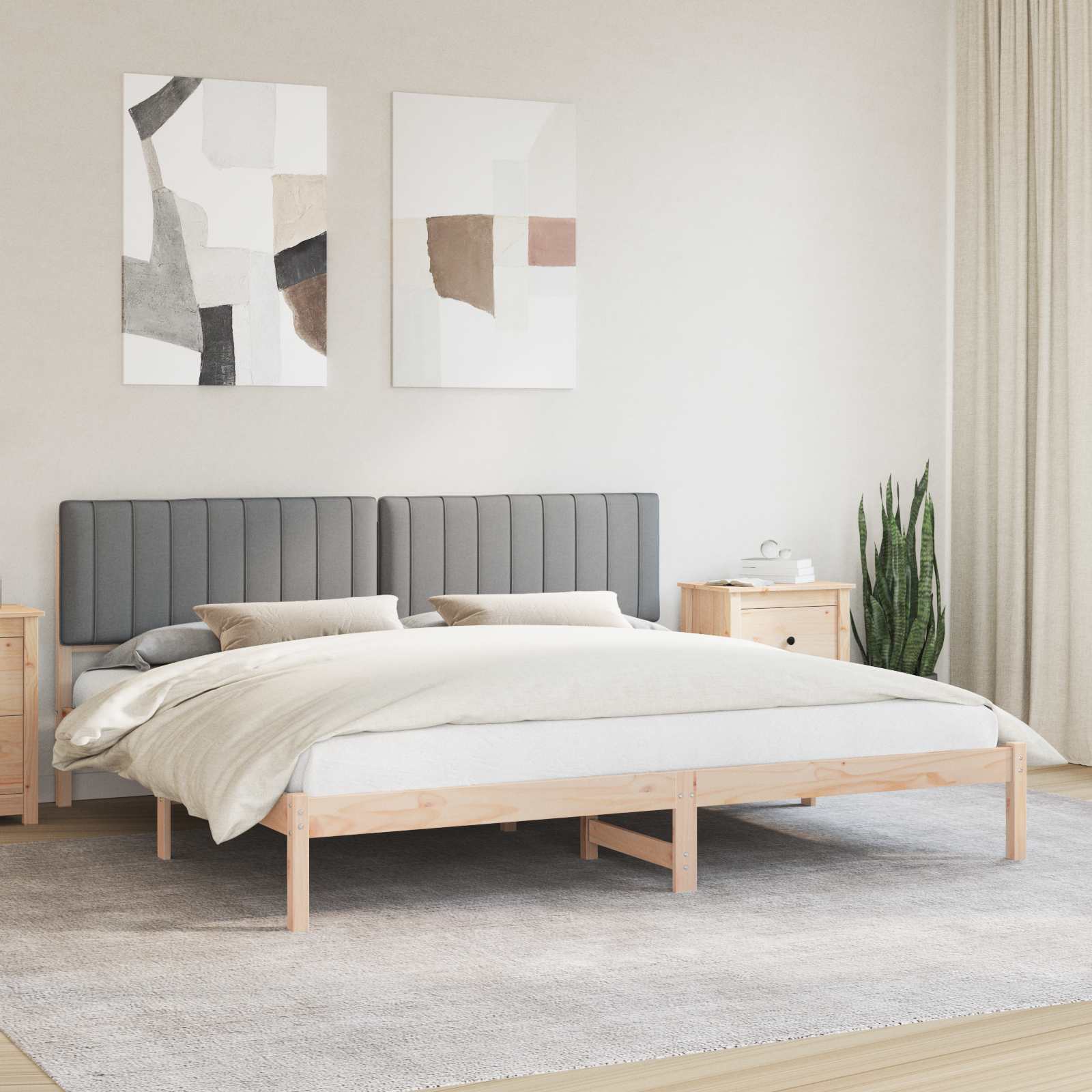 vidaXL Bedframe met Gevoerd Hoofdgedeelte Lichtgrijs 180 x 200 cm