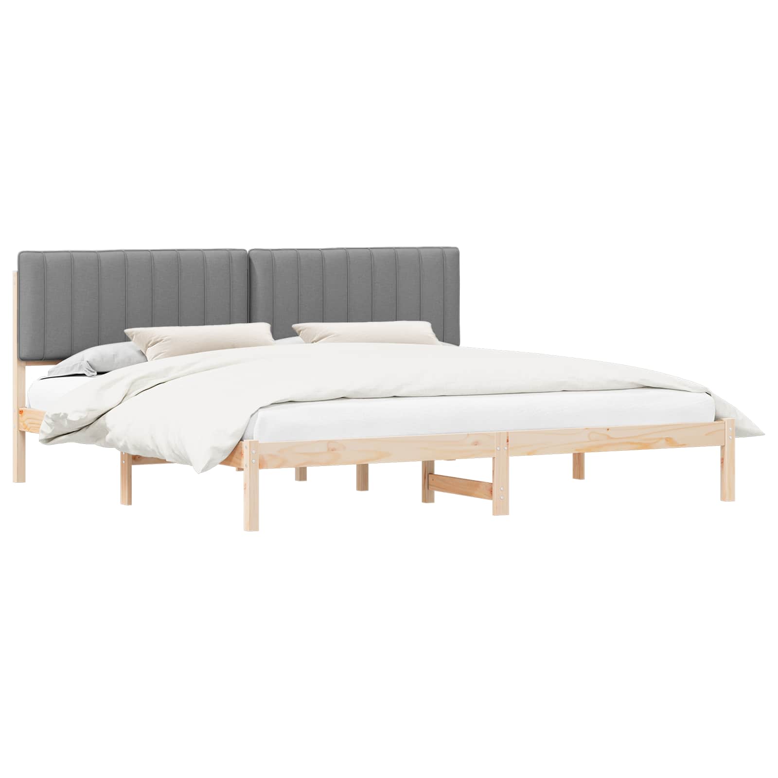 vidaXL Bedframe met Gevoerd Hoofdgedeelte Lichtgrijs 180 x 200 cm