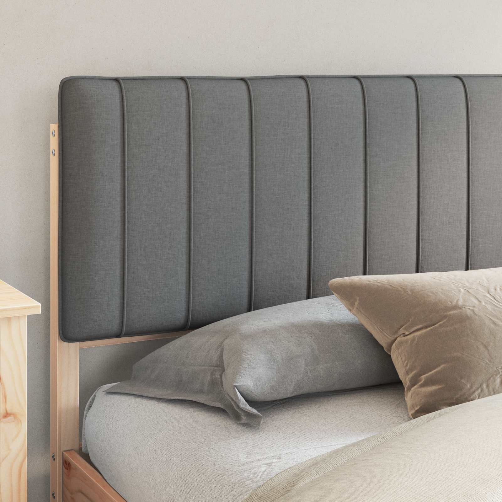 vidaXL Bedframe met Gevoerd Hoofdgedeelte Lichtgrijs 180 x 200 cm