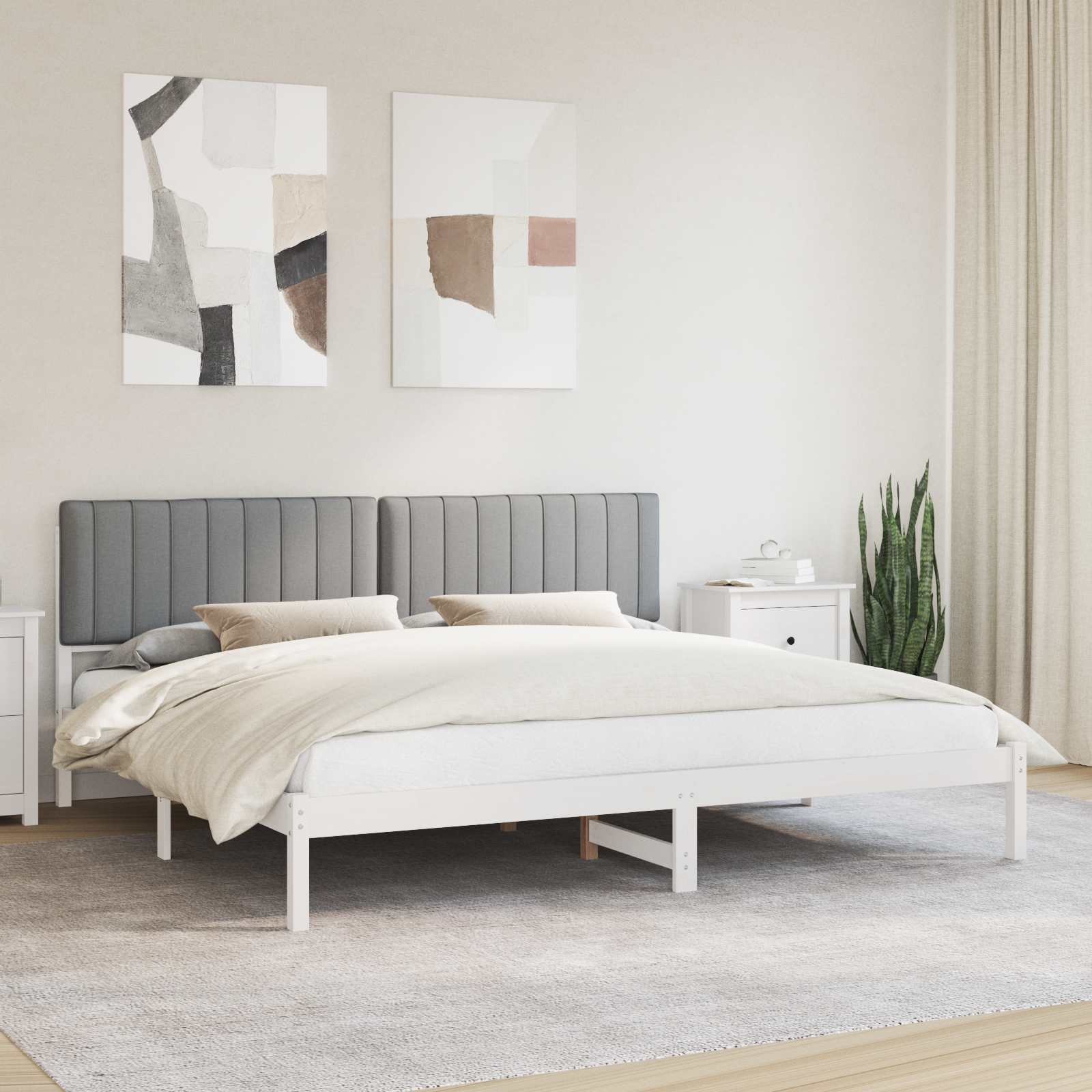 vidaXL Bedframe met Gevoerd Hoofdgedeelte Lichtgrijs 180 x 200 cm