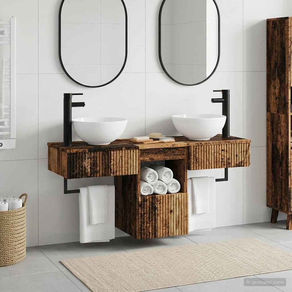 vidaXL Badkamermeubelset 3 st Wit Bewerkt hout