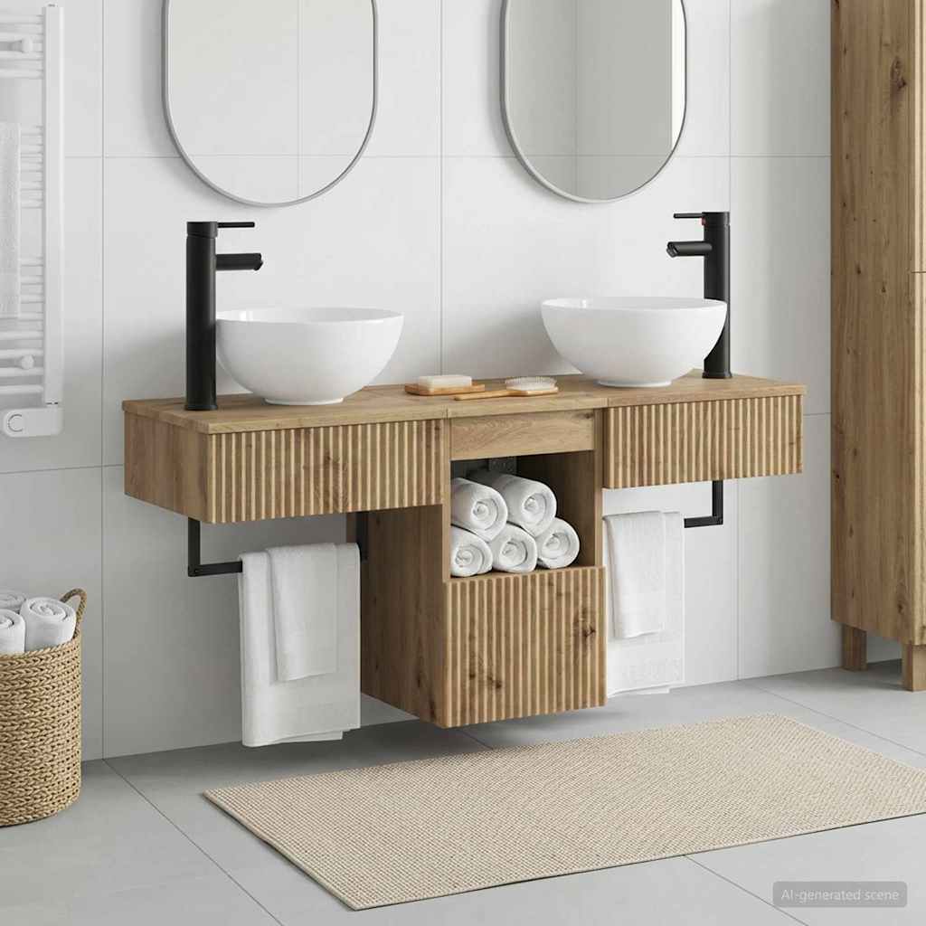 vidaXL Badkamermeubelset 3 st Wit Bewerkt hout