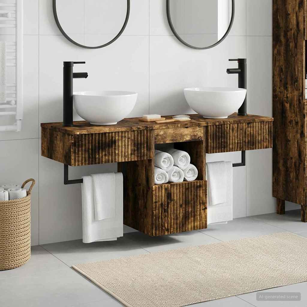 vidaXL Badkamermeubelset 3 st Wit Bewerkt hout