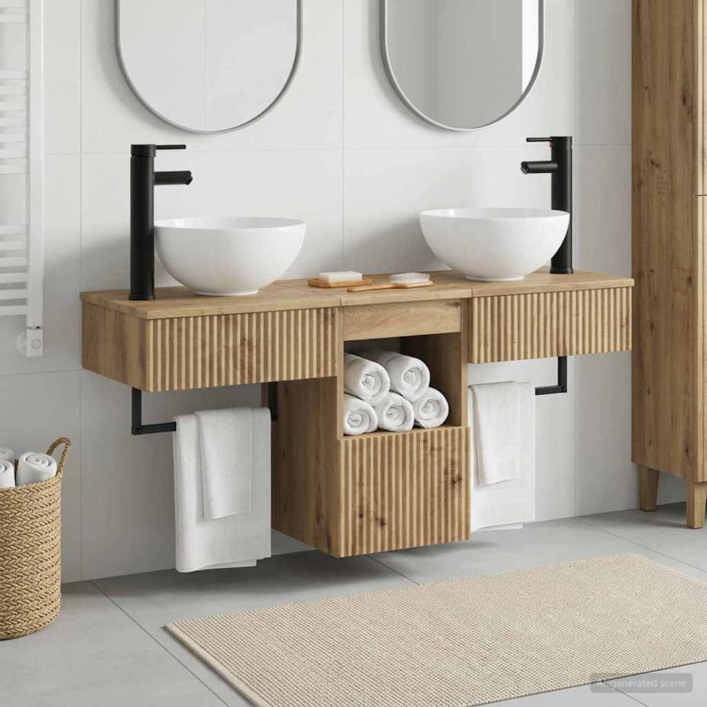 vidaXL Badkamermeubelset 3 st Wit Bewerkt hout