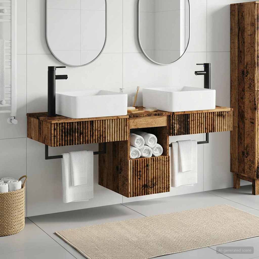 vidaXL Badkamermeubelset 3 st Wit Bewerkt hout