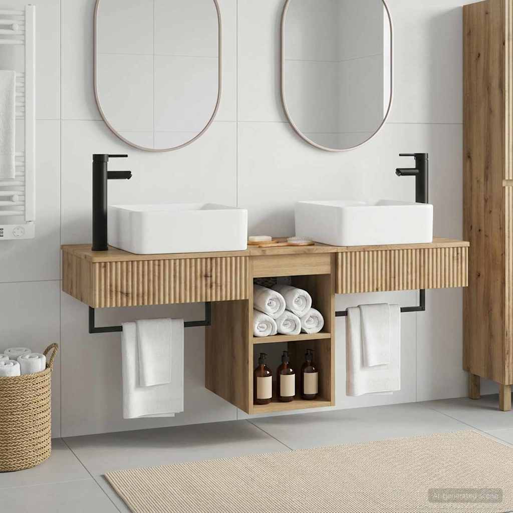 vidaXL Badkamermeubelset 3 st Wit Bewerkt hout