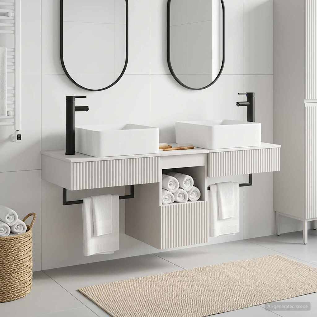 vidaXL Badkamerkastenset 3 st Wit 53 x 35 x 39 cm Bewerkt hout