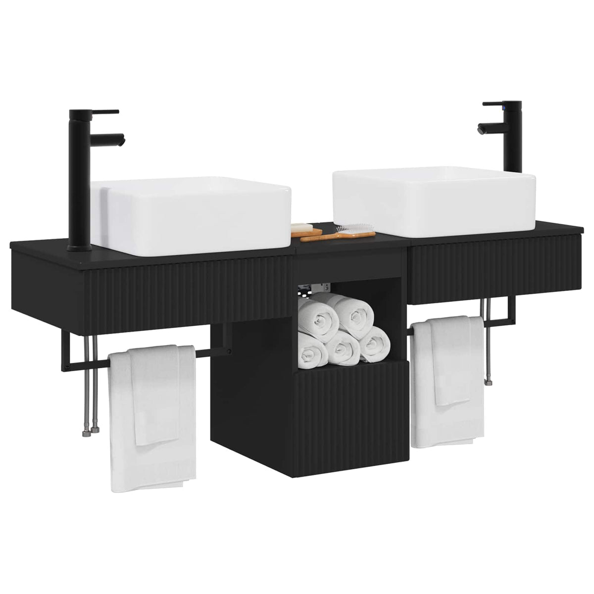 vidaXL Badkamerkastenset 3 st Wit 53 x 35 x 39 cm Bewerkt hout