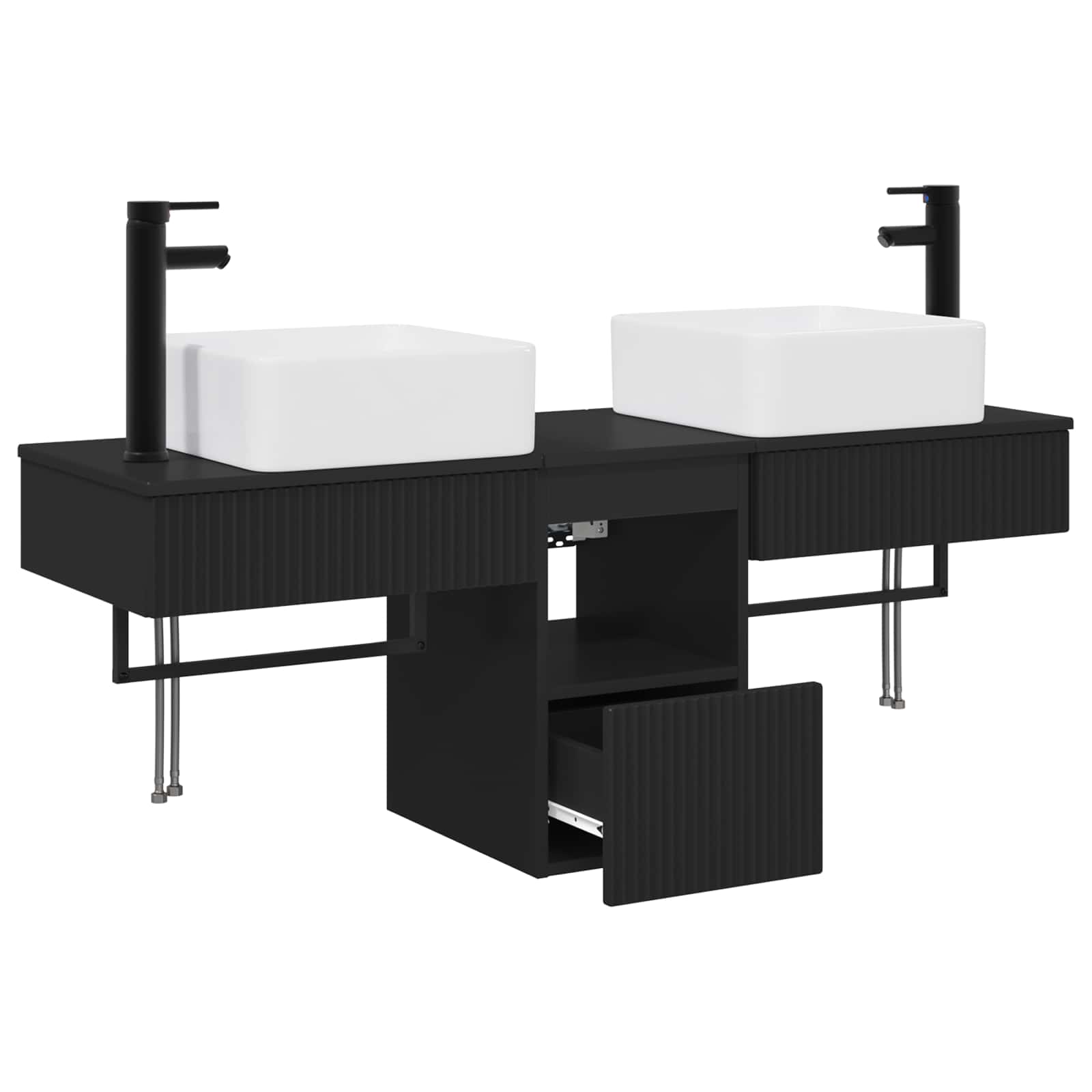 vidaXL Badkamerkastenset 3 st Wit 53 x 35 x 39 cm Bewerkt hout
