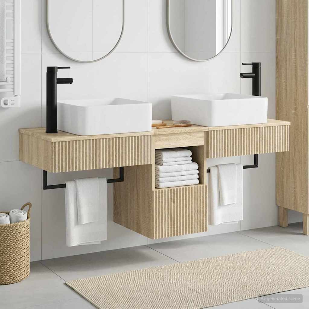 vidaXL Badkamerkastenset 3 st Wit 53 x 35 x 39 cm Bewerkt hout