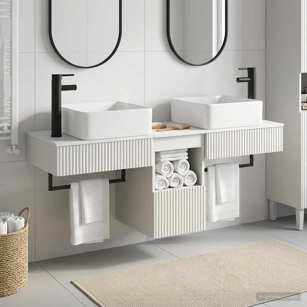 vidaXL Badkamerkastenset 3 st Wit 53 x 35 x 39 cm Bewerkt hout