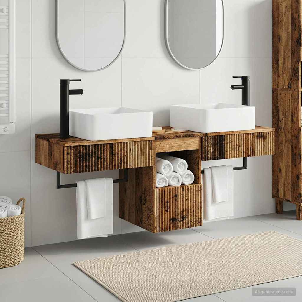 vidaXL Badkamerkastenset 3 st Wit 53 x 35 x 39 cm Bewerkt hout